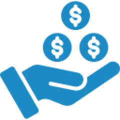 Hand with floating dollar coins