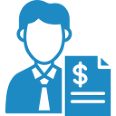 Blue figure with dollar-sheet